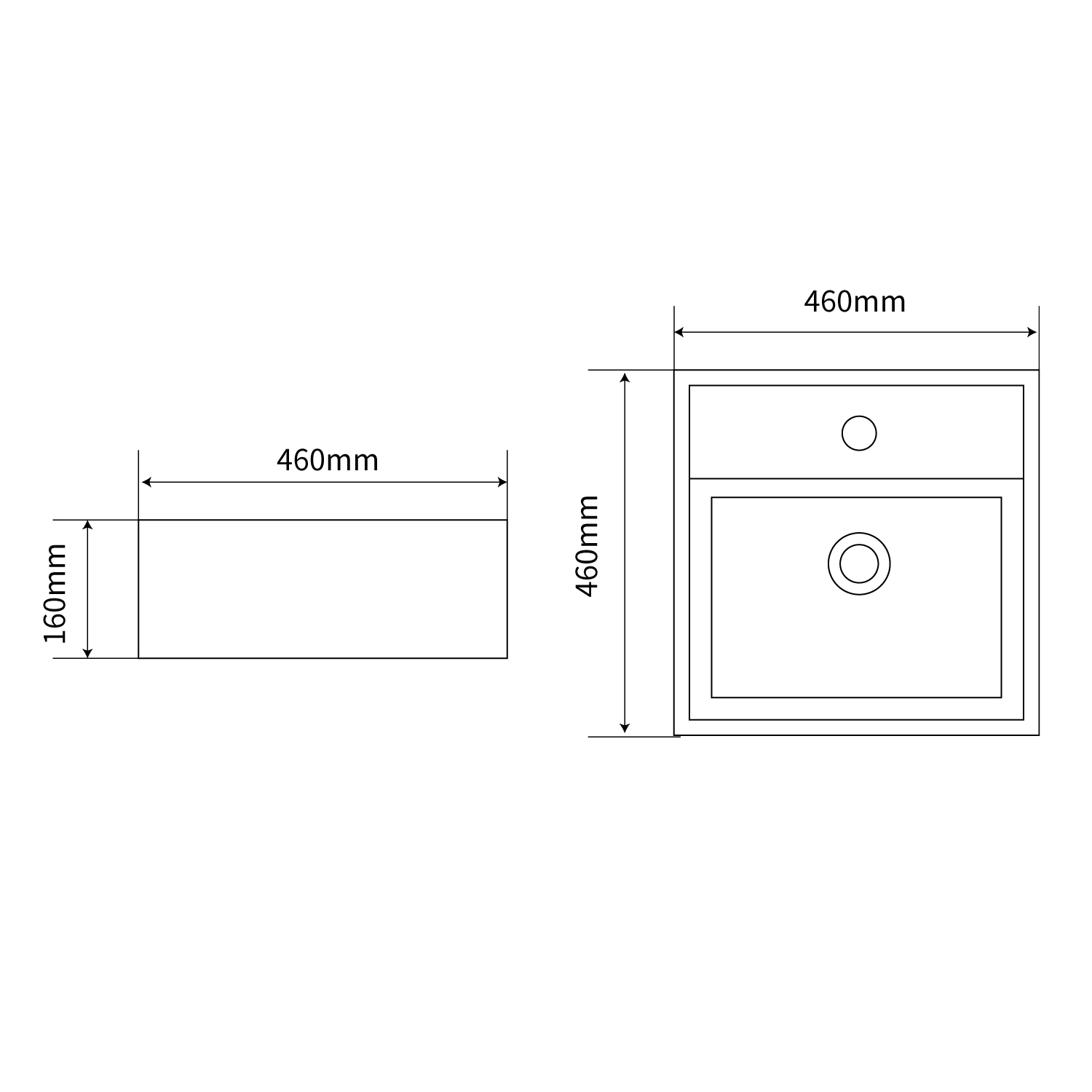  46 * 46 cm square shaped bathroom vessel sink mc-1682